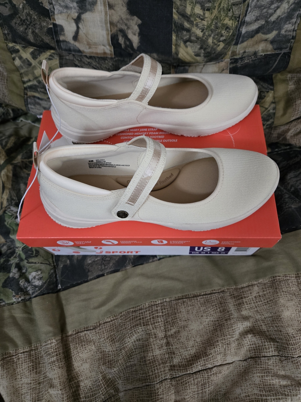 Light Cream Mary Jane Comfort Shoes - Women Size 8